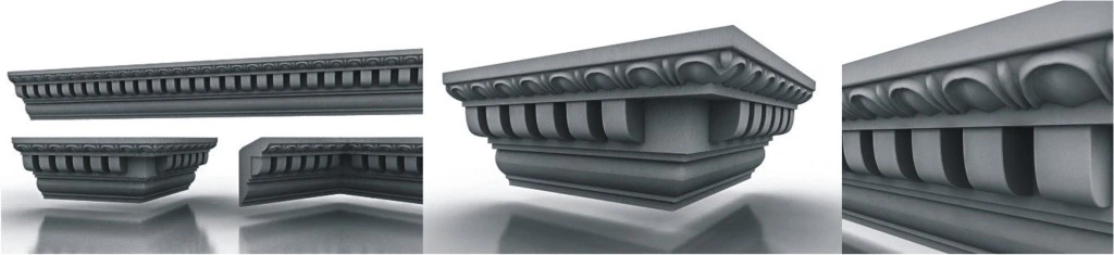 Sistem GRC atap termasuk coping, parapet, dan elemen struktural ringan tahan cuaca